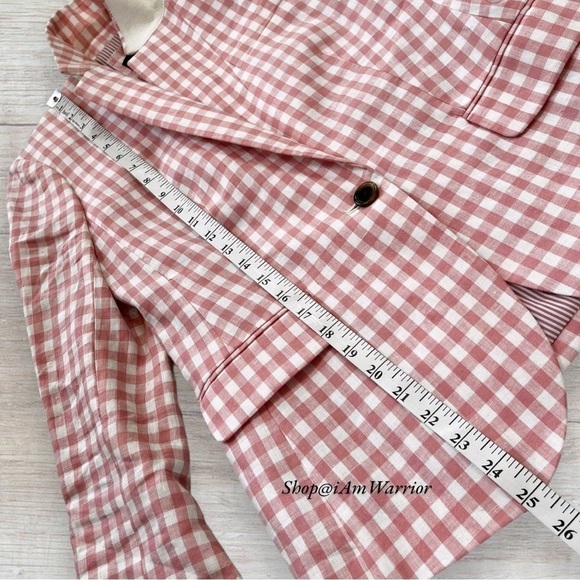 J.Crew cotton candy pink gingham one button linen blazer *shop@iamwarrior - Picture 12 of 16